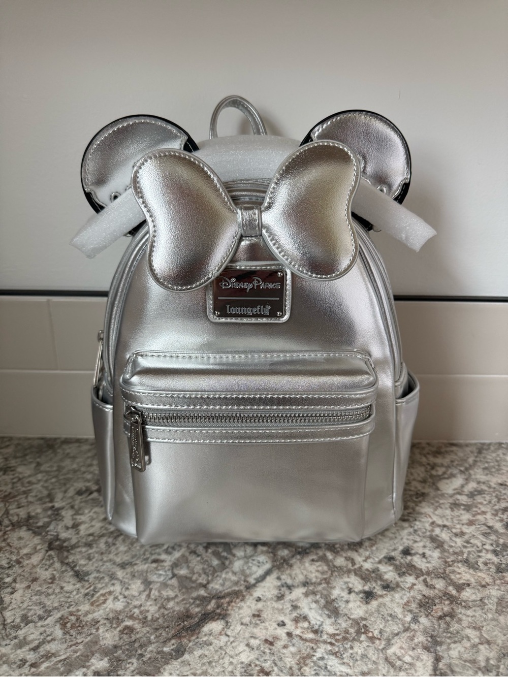 Disney Silver Minnie Mouse Ears Mini Backpack